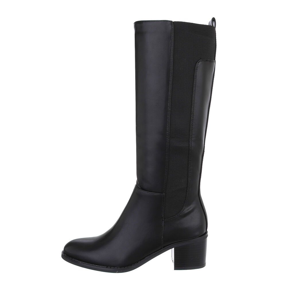 Damen Stiefel Schwarz Ital-Design in Klassische Blockabsatz Stiefel Elegant