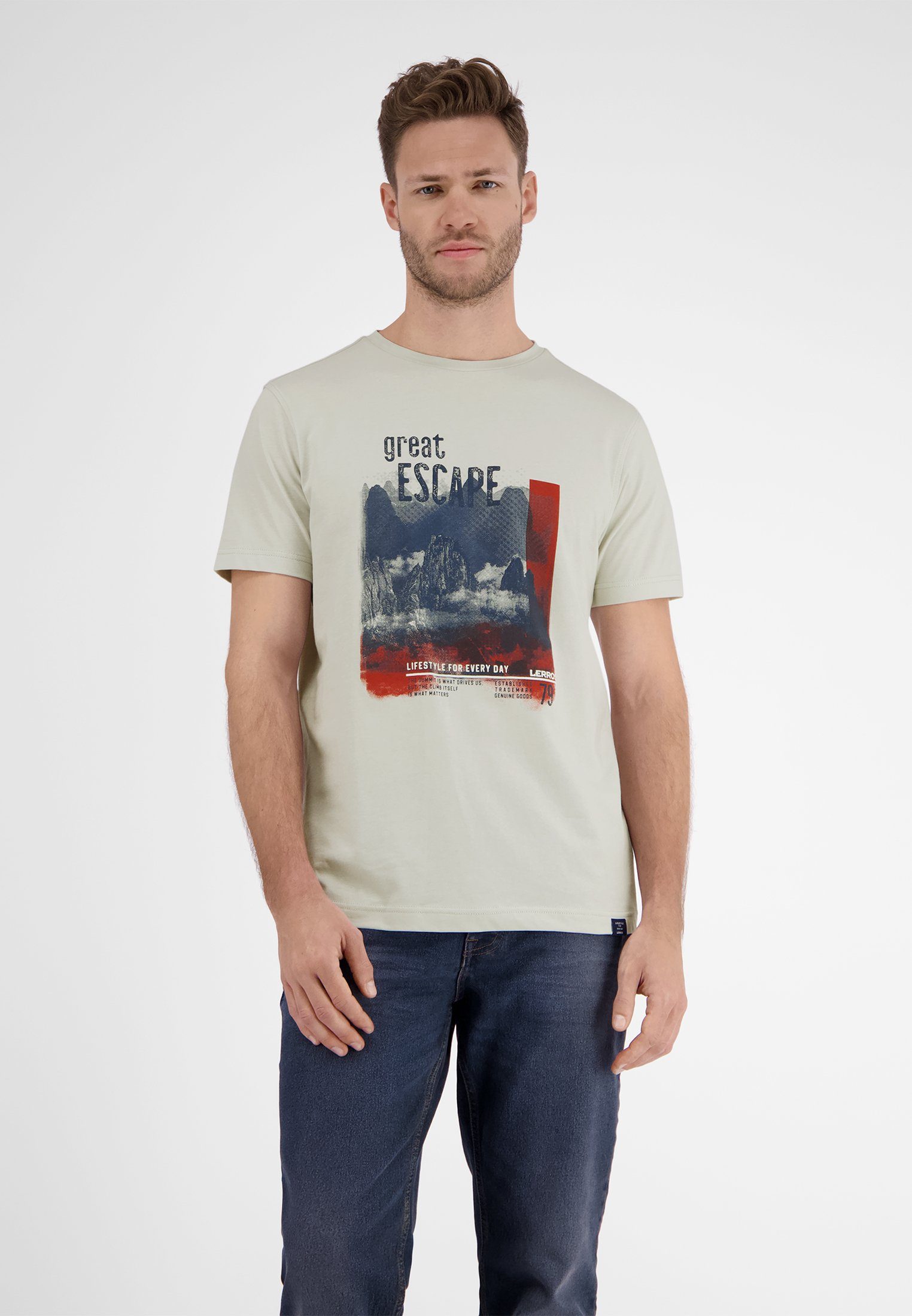 LERROS T-Shirt LERROS T-Shirt *Great Escape* FOG WHITE