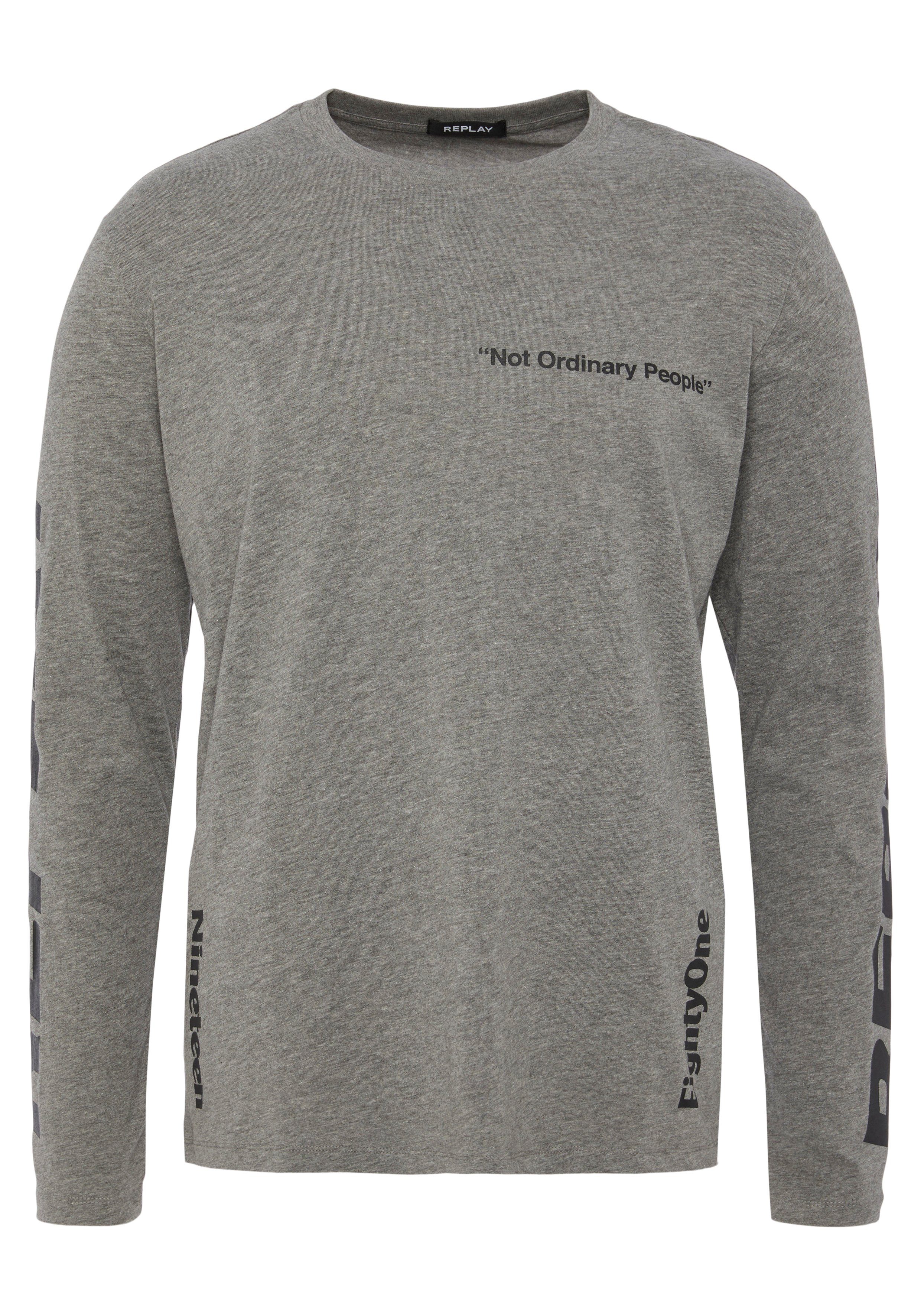 grey Langarmshirt Replay dark melange