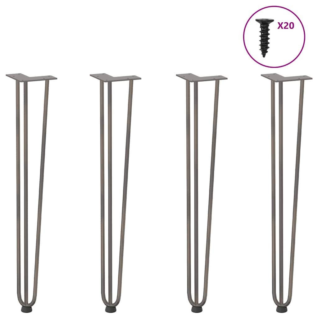 Tischgestell Haarnadelbeine 4 Stk Naturstahl 72 cm Massivstahl