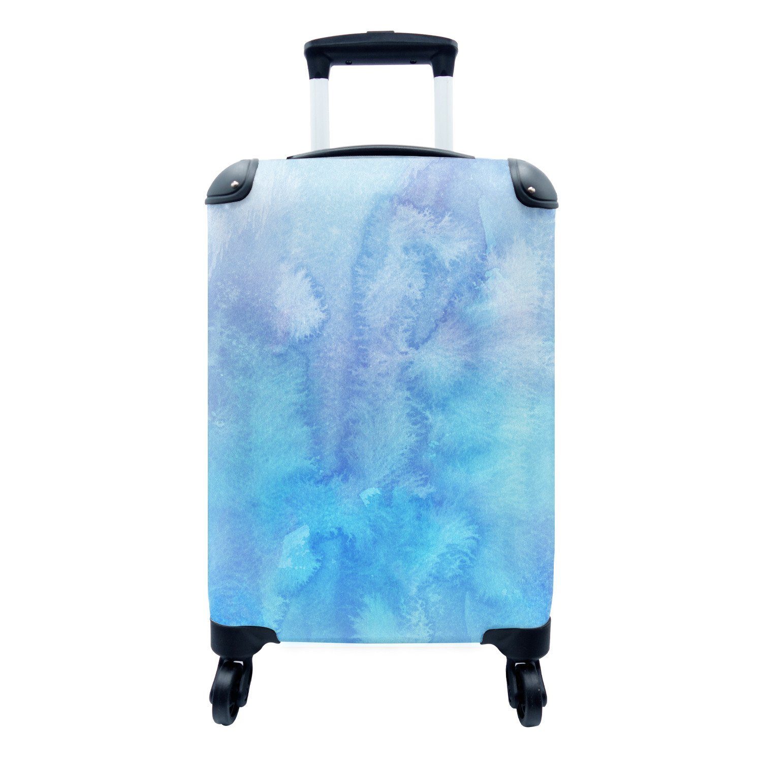 Aquarell Farbe MuchoWow Rollen, mit für Reisekoffer - Blau, Reisetasche rollen, 4 Handgepäck Handgepäckkoffer Trolley, Ferien, -