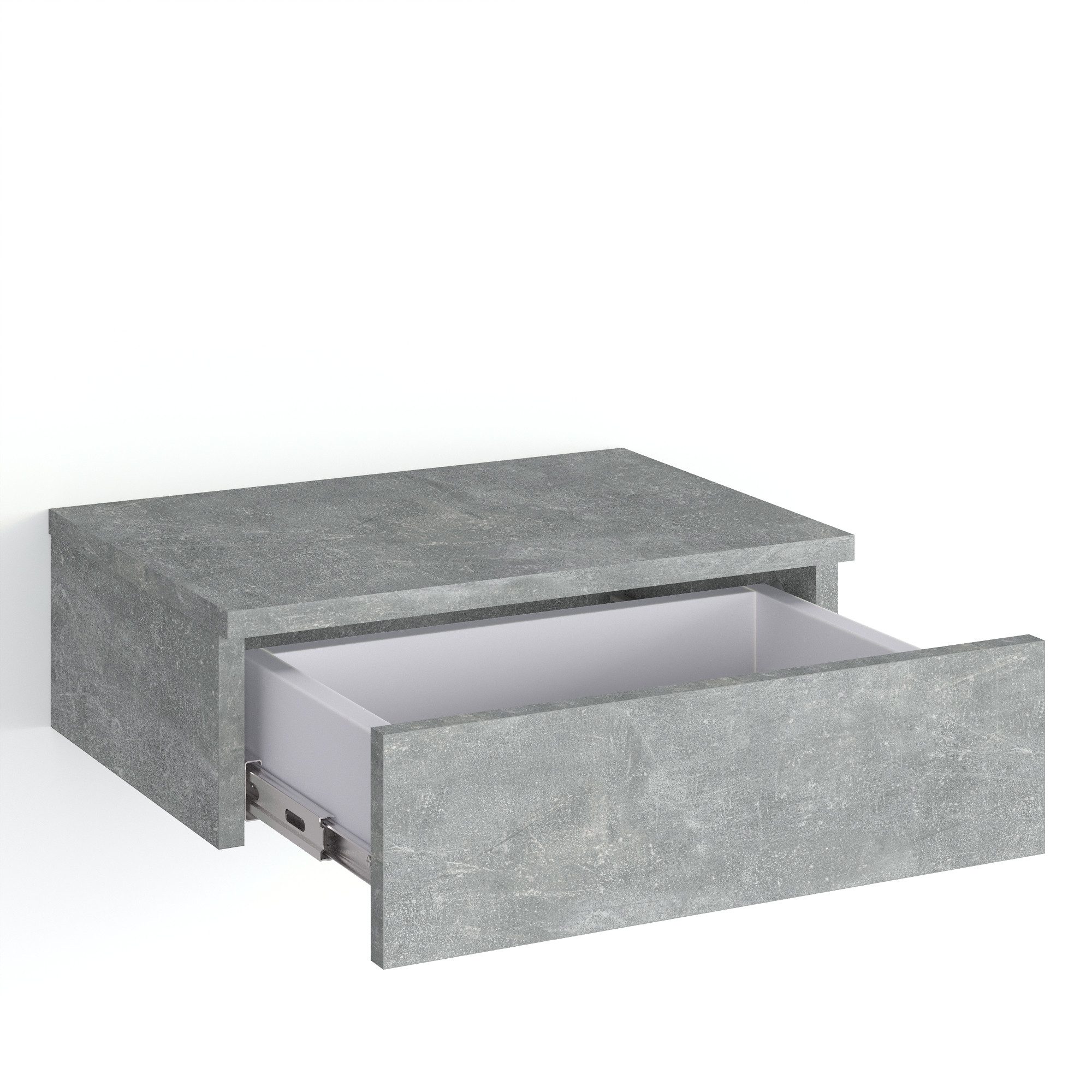 KOMTO Wandregal mit Schublade 2er Set Nachttisch Wandschublade Monaco 2 pcs, Wandschublade Nachtschrank Hängend, Monaco 46 x 30 x 15 cm