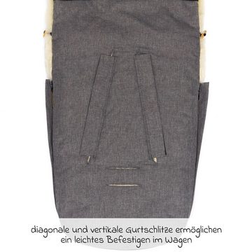 Fillikid Fußsack Bernina SL - Hellgrau Melange, Lammfell Winter Fußsack für Kinderwagen & Buggy Baby Winterfußsack