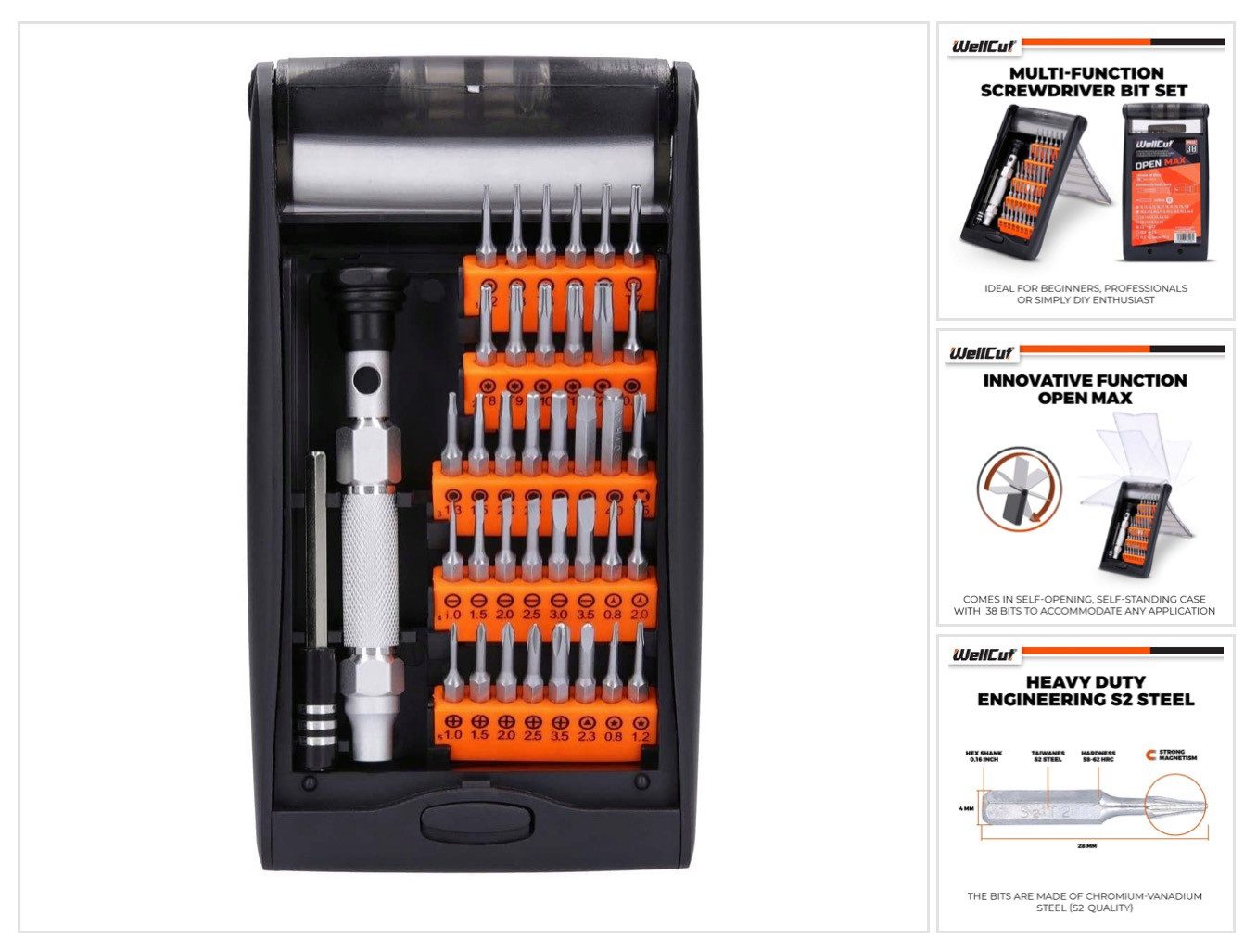 Diamanttrennscheibe Präzisions-Mehrzweck-Schraubendreher-Bit-Set mit 60 mm Verlängerungss