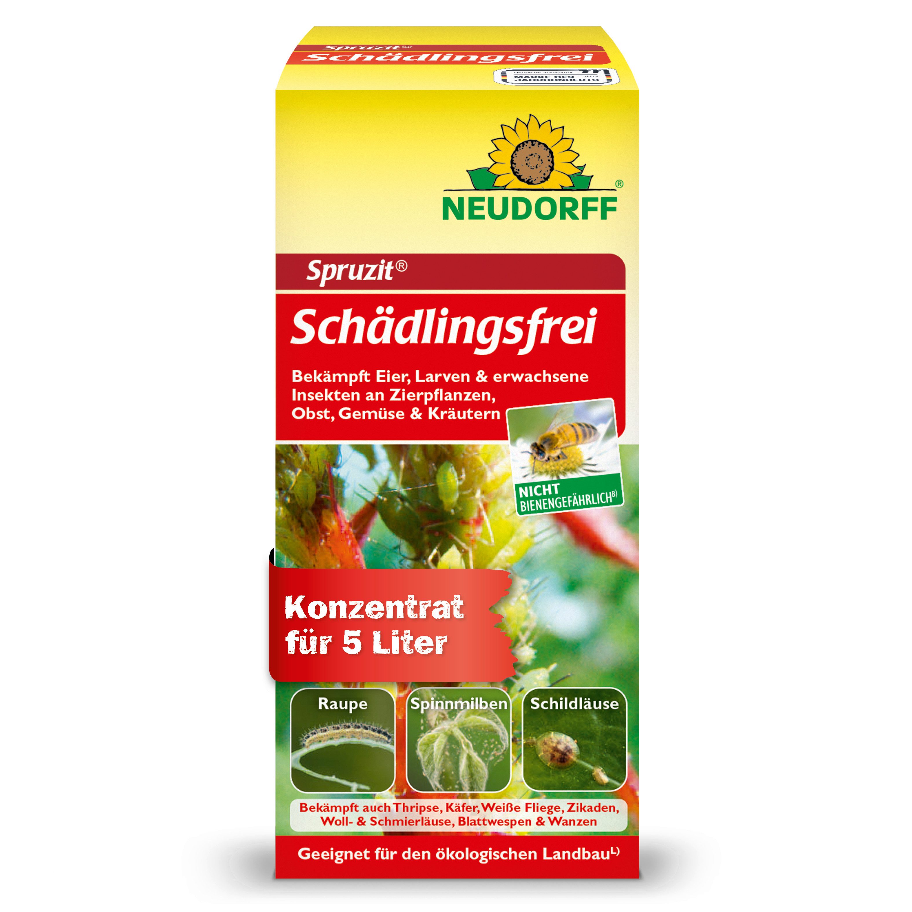 Neudorff Insektenspray Insektenspray Spruzit Schädlingsfrei 50 ml Konzentrat, 50 ml, Für Zierpflanzen, Obst & Gemüse in Haus und Garten, Konzentrat gegen zahlreiche Schädlinge an Pflanzen, 50 ml Konzentrat für bis zu 5 Liter Spritzbrühe