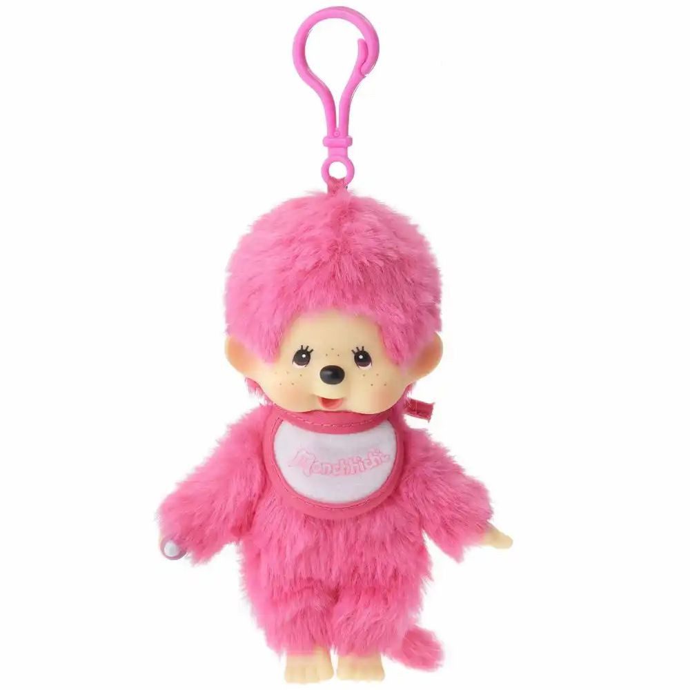 Monchhichi Plüschfigur Junge Neon-Rosa 13 cm Taschen-Anhänger Monchhichi Sekiguchi