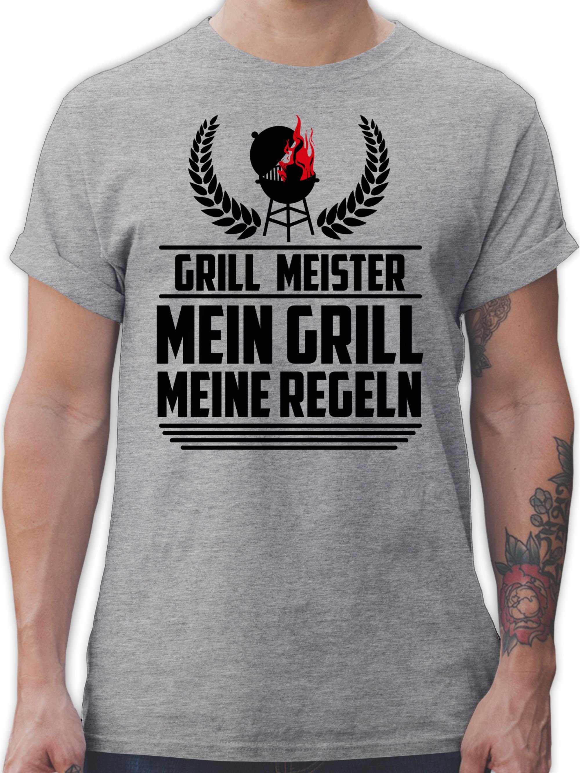 Shirtracer T-Shirt Grill Meister - schwarz Grillzubehör & Grillen Geschenk 2 Grau meliert