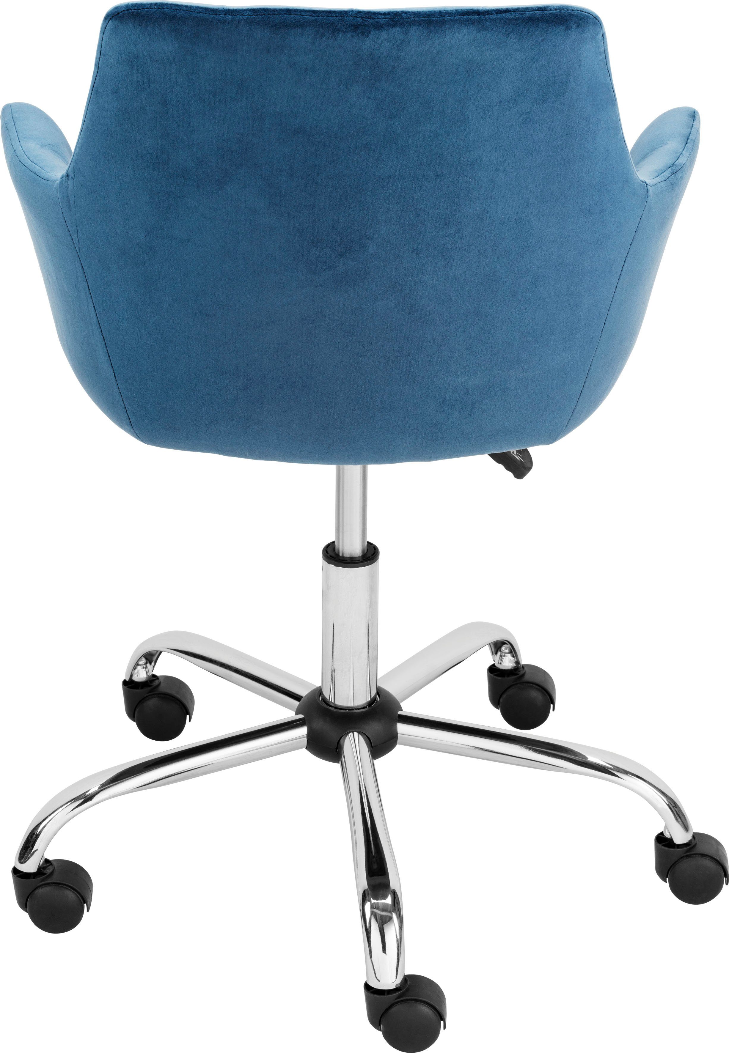 Blau Samtstuhl, Dunkel gepolstert Bürostuhl Dunkel Perry, INOSIGN eleganter Blau |