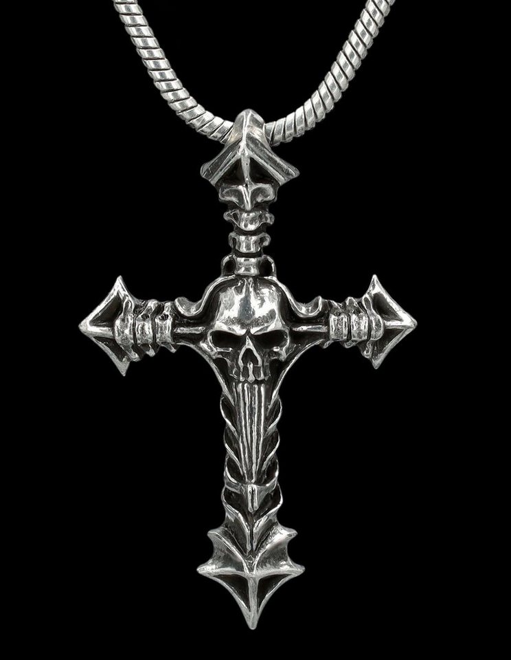 Figuren Shop GmbH Kette mit Anhänger Halskette Totenkopf Kreuz -  Cruxinomica - Gothic Kette mit Anhänger