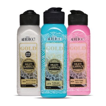 Büst Artdeco Acrylfarbe GOLD Multi-Surface Acrylfarbe, 12er Set, Hohe Deckkraft