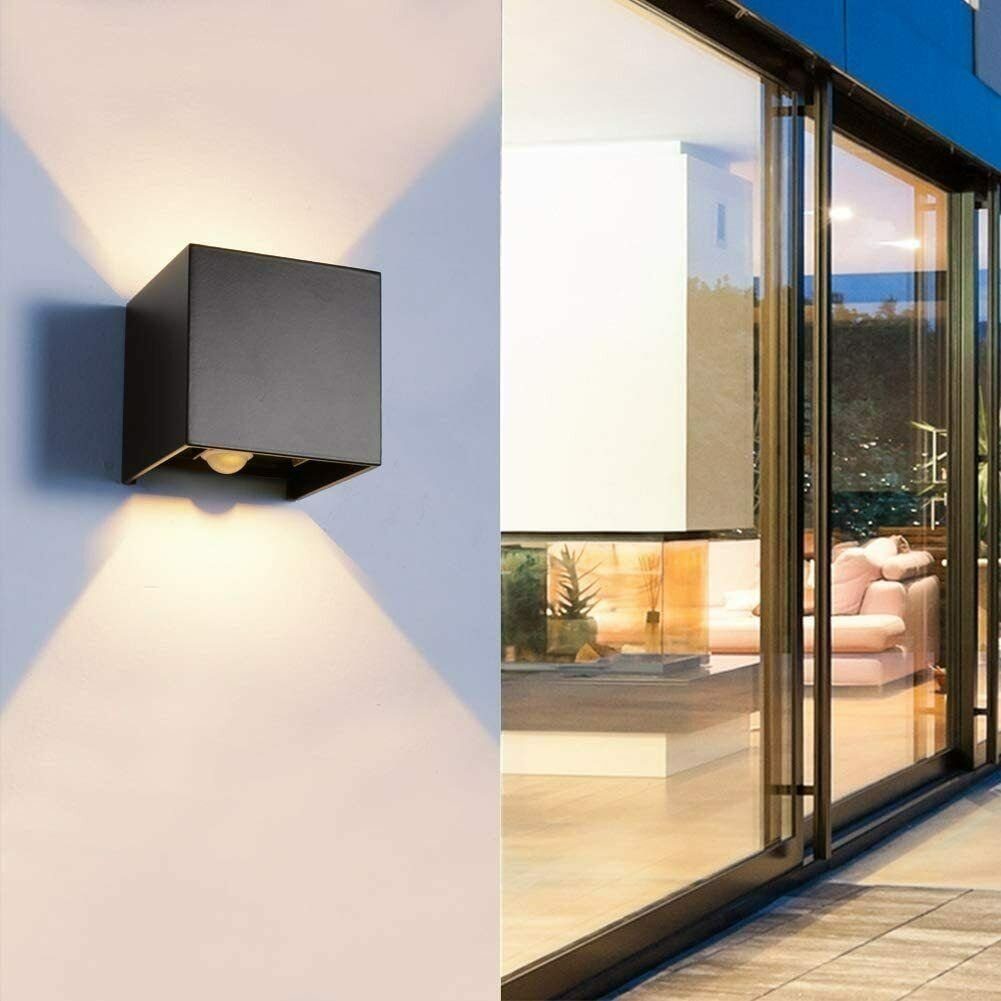 LETGOSPT LED LED IP65 Strahl, Wasserdicht Wandlampe fest Lampe LED Wandleuchte Eingangsflur LED Wandleuchte Treppen Außen Wandstrahler 7W, Modern Warmweiß, Square integriert, Verstellbarer