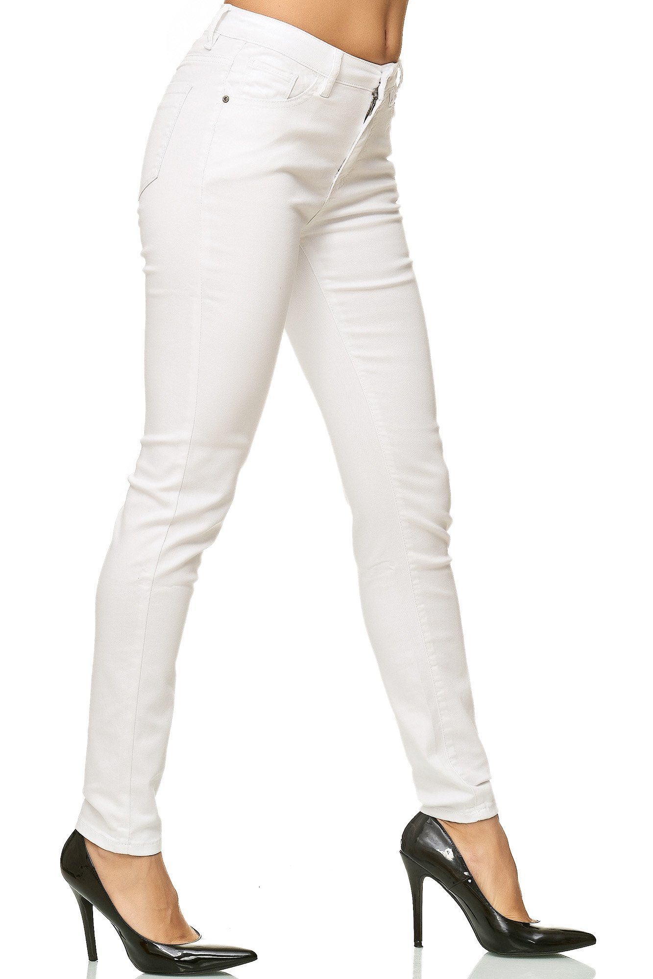 Weiß Elara (1-tlg) Skinny-fit-Jeans Elastisch Skinny Stretch Hose Damen Jeans Elara