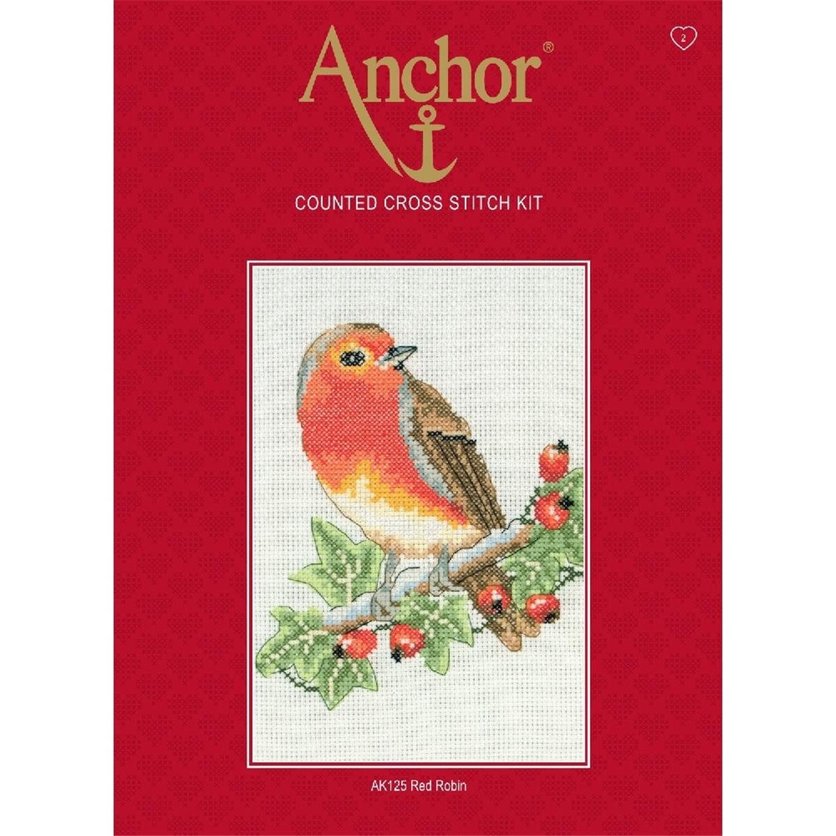 Anchor Kreativset Anchor Kreuzstich-Set "Rotkehlchen", Zählmuster, (embroidery kit by Marussia)