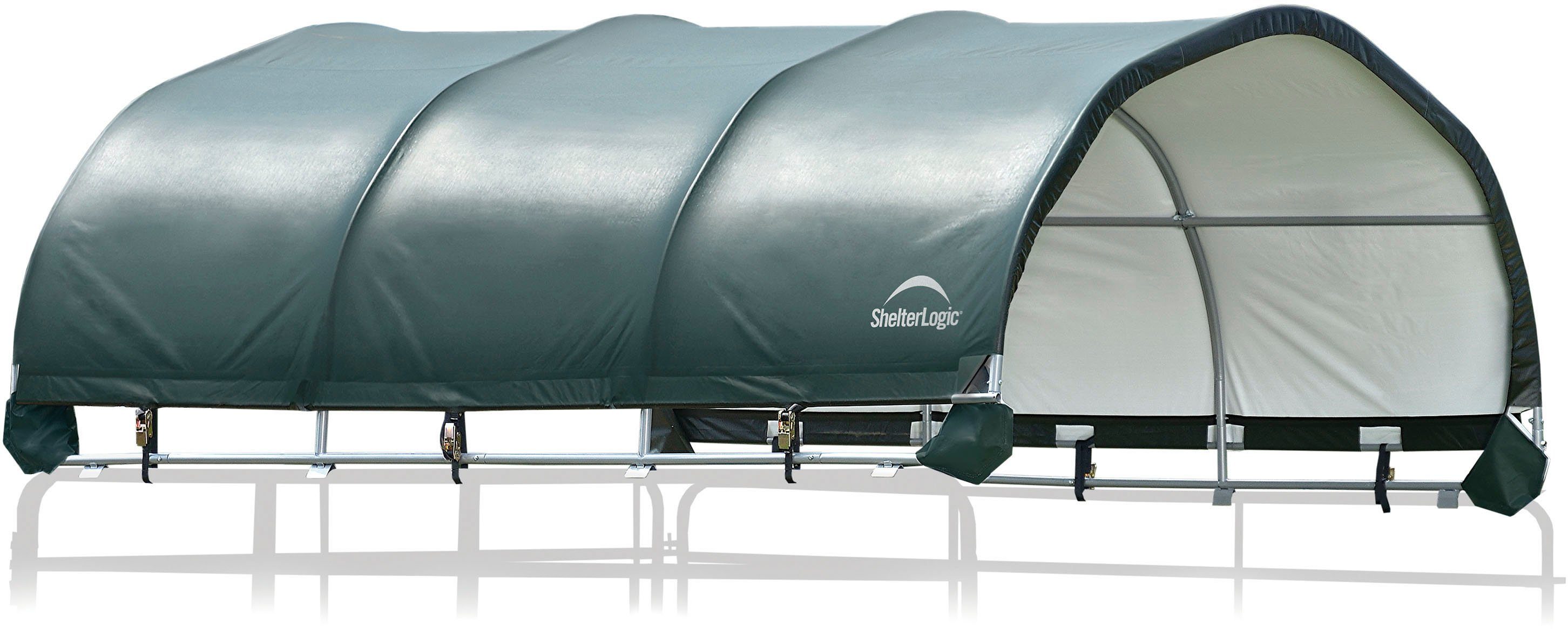 ShelterLogic Foliengerätehaus Weidezelt Überdachung, BxT: 370x370 cm, 13,7m², Grün – Bild 3 von 5