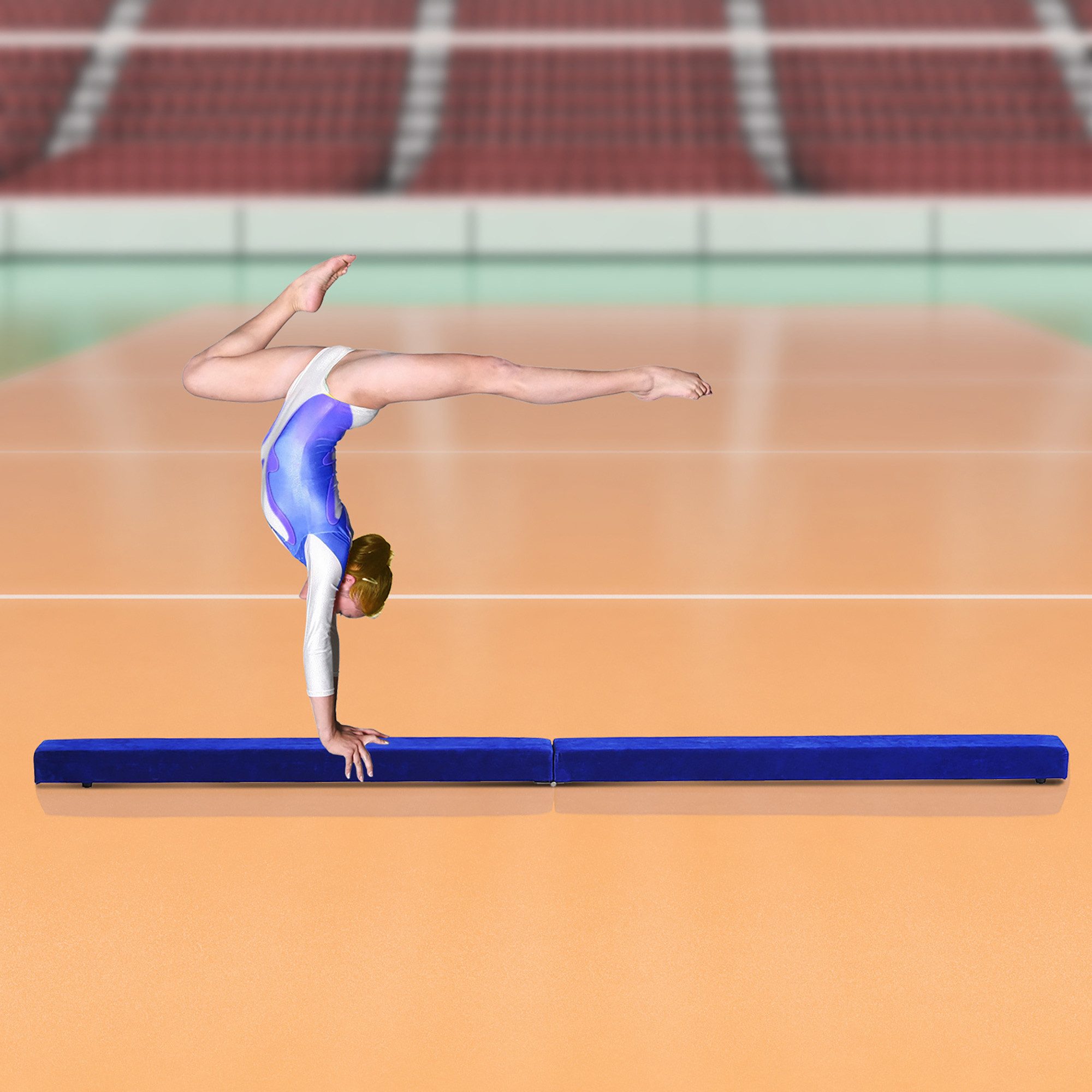 HOMCOM Balancetrainer Schwebebalken Faltbar Balance Beam, Trainingsgerät für Zuhause, bis 120 kg, 210 x 10 x 6,5 cm, Blau