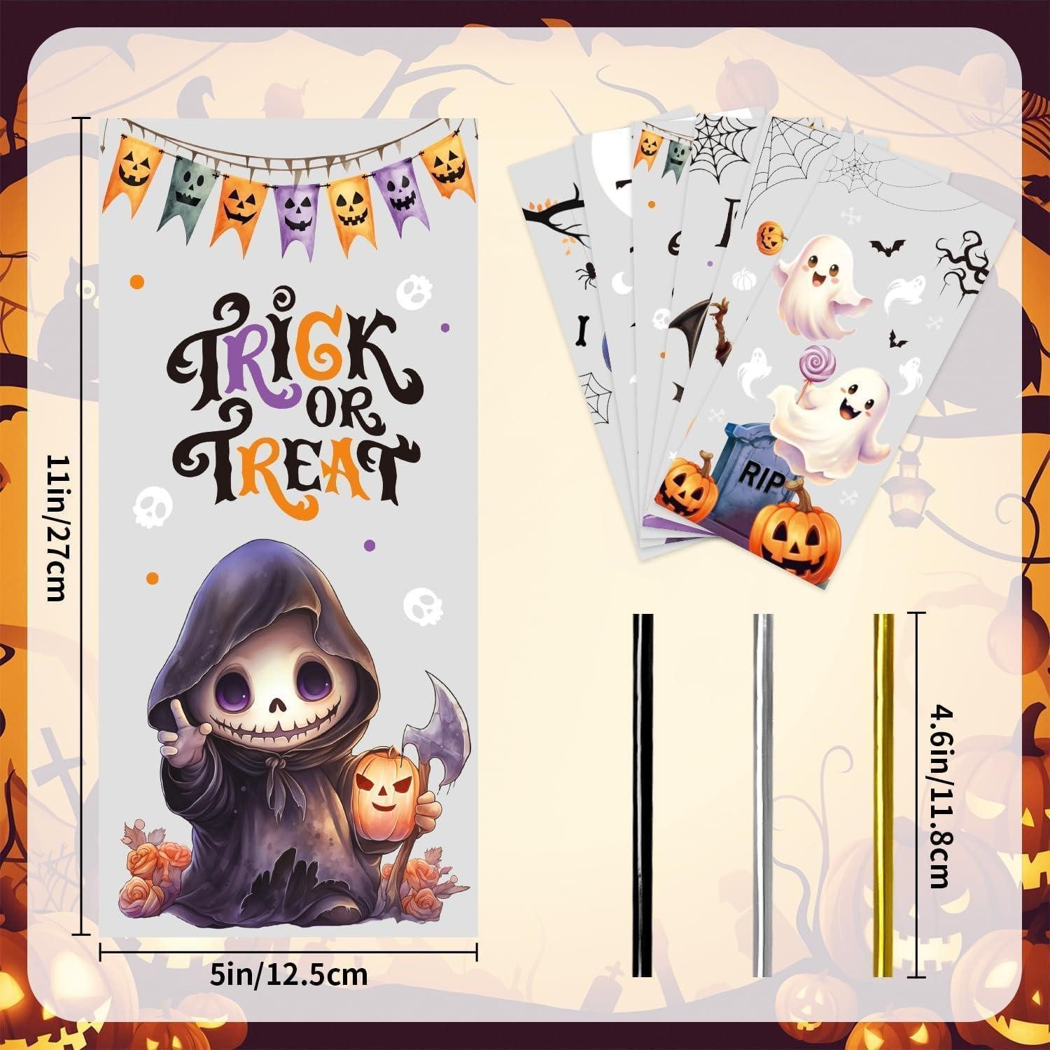 LuxusKollektion Geschenktüten Cellophantüten 120 Bindebänder Halloween Süßigkeiten 5, (120St) – Bild 2 von 5