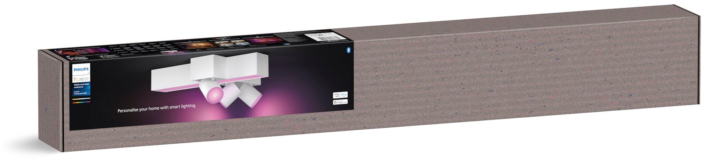 Philips Hue LED Deckenspot White & Color Ambiance Centris 3er Spot Cross-Design, Abschaltautomatik, Bluetooth, CCT - über Fernbedienung, Dimmfunktion, Farbsteuerung, Farbwechsel, Leuchtdauer einstellbar, Memoryfunktion, Nachtlichtfunktion, RGB, Smart Home, Timerfunktion, dimmbar über Fernbedienung, erweiterbar, mehrere Helligkeitsstufen, LED wechselbar, RGB