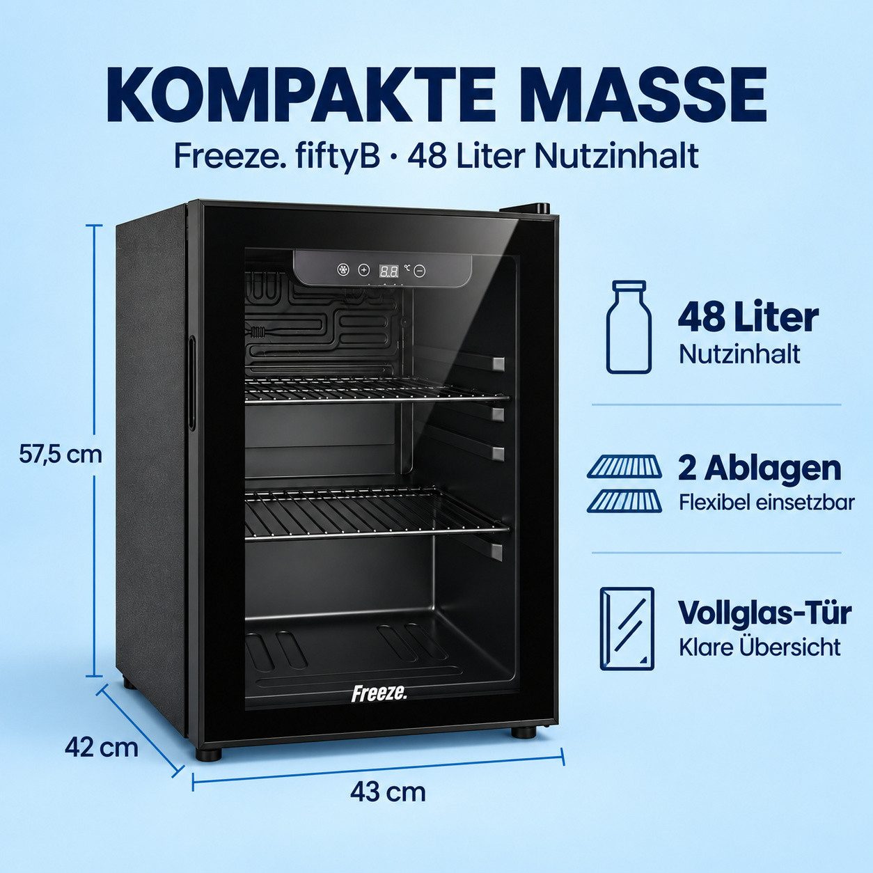 Freeze. Getränkekühlschrank fiftyB (JC-48), 57.5 cm hoch, 43 cm breit – Bild 5 von 5