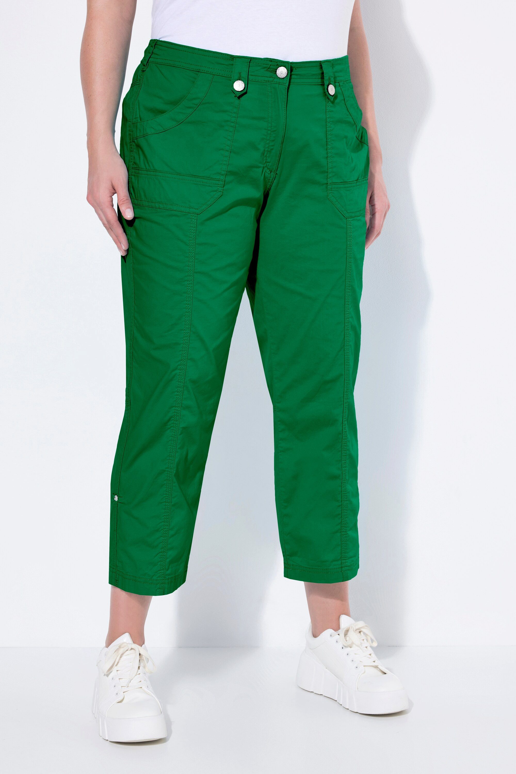 Ulla Popken Funktionshose 7/8-Cargohose Krempelriegel Komfortbund günstig online kaufen
