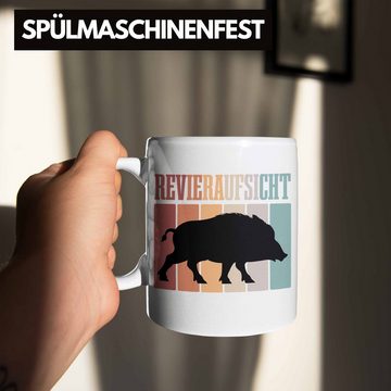 Trendation Tasse Revieraufsicht Tasse Geschenk Jäger Wildschwein Geschenkidee für Jäger