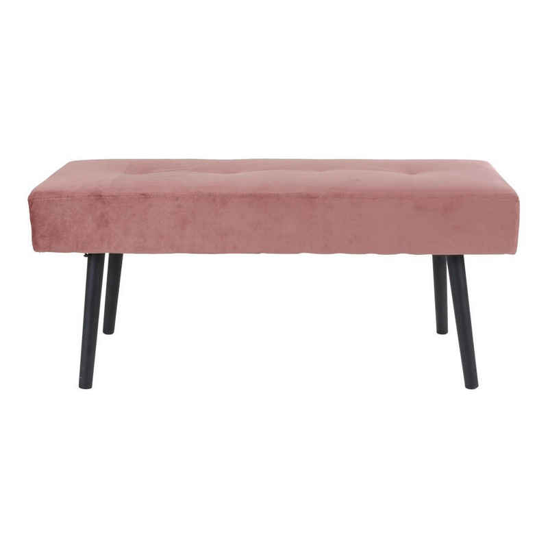 House Nordic Sitzbank Skiby Bench – Bank aus Samt, rosa mit schwarzen Beinen, HN1214, 100...