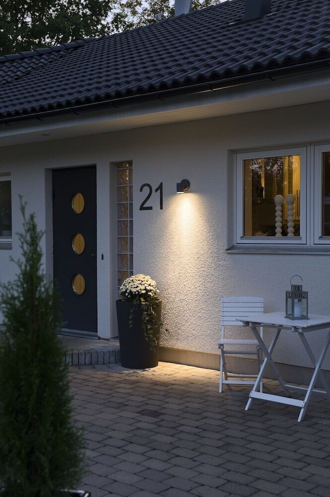 KONSTSMIDE Außen-Wandleuchte Aluminium, grau, IP44, wassergeschützt, G, L90mm, wassergeschützt