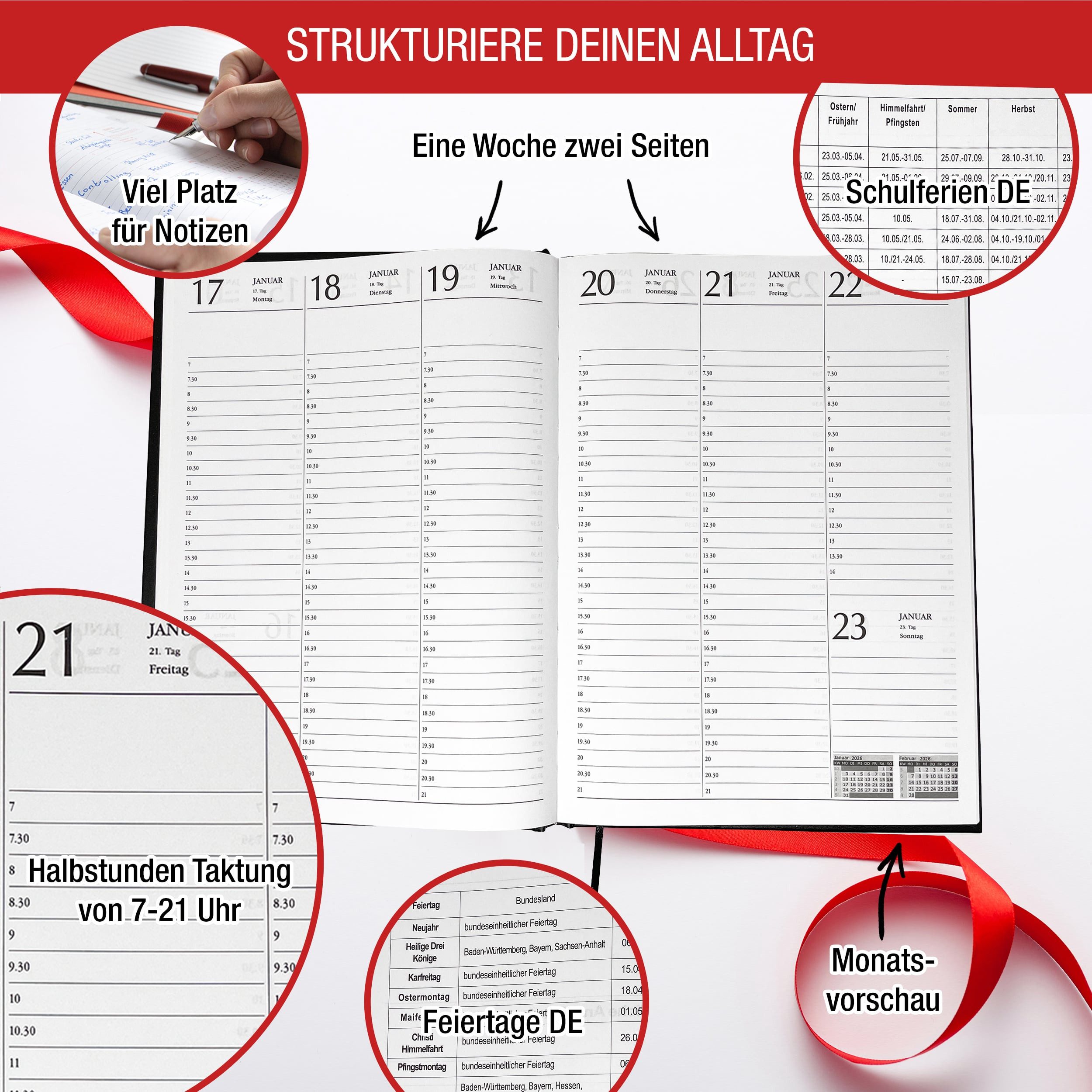 Thumbnail - AMLI Buchkalender Buchkalender Kalenderbuch 2026 Chefplaner nahe A4, Terminkalender Buchkalender als Chefkalender, Salon...
