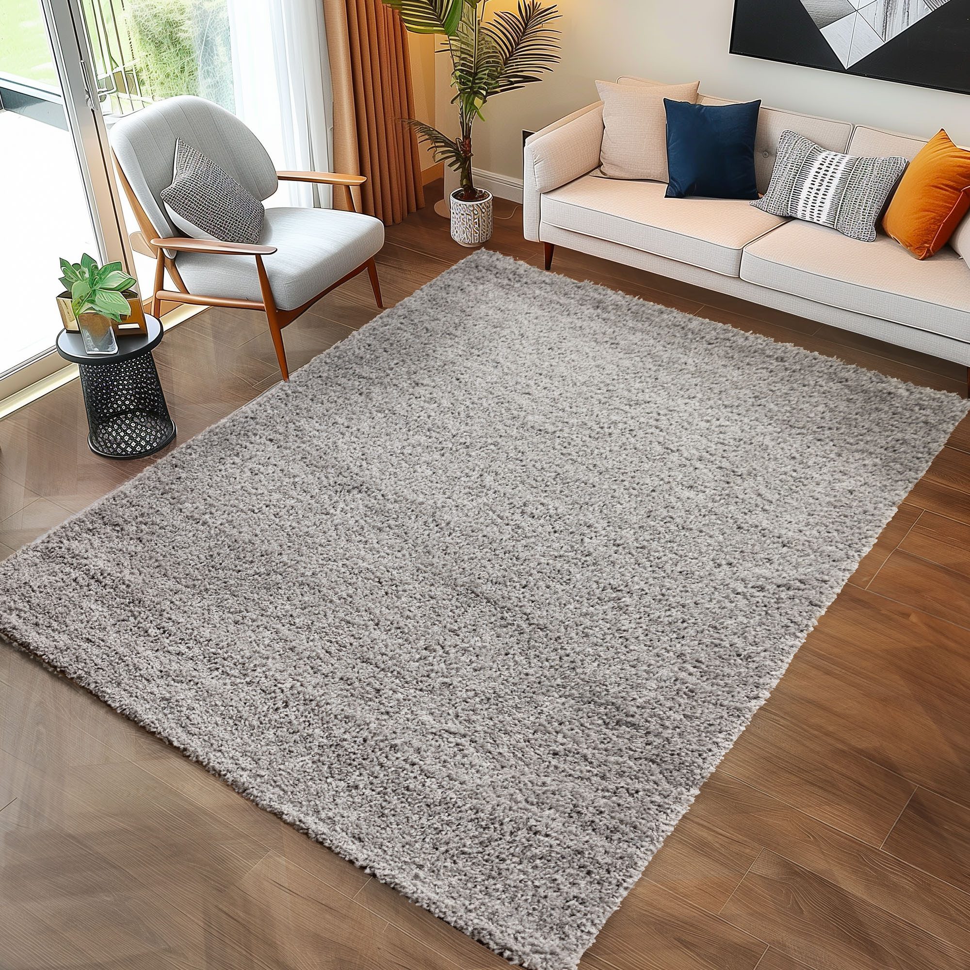 Carpettex Hochflor-Teppich Unicolor - Einfarbig, Rechteckig, Höhe: 30 mm, Einfarbig Shaggy Teppich Wohnzimmer Langflor versch. farben und größen