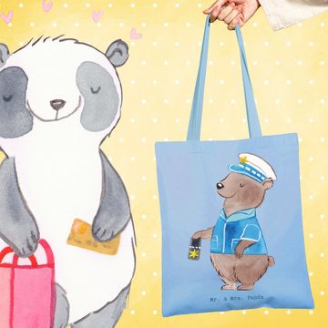 Mr. & Mrs. Panda Tragetasche Polizeivollzugsbeamter Herz - Sky Blue - Geschenk, Abschied, Jutebeut (1-tlg), Lange Tragegriffe