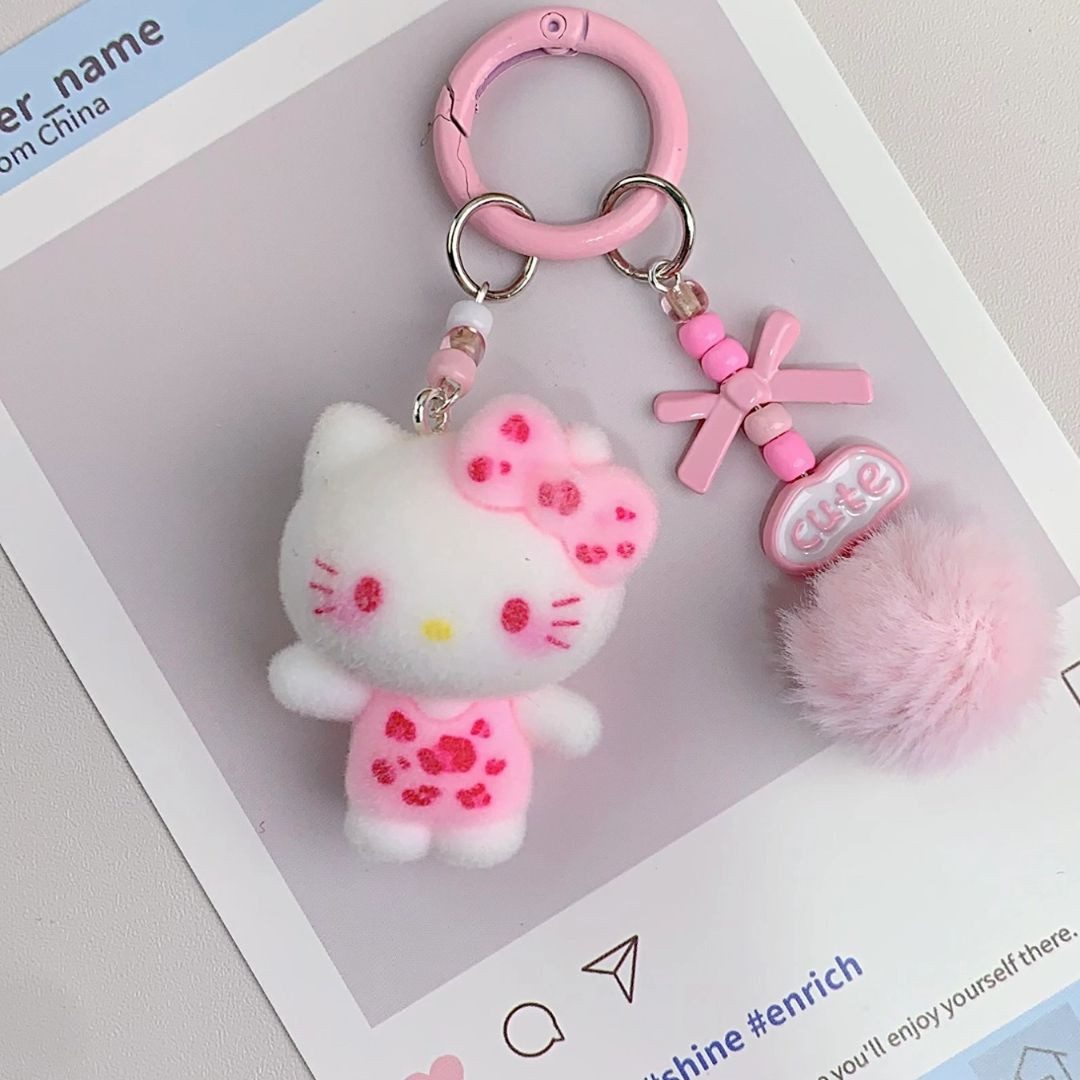 suebidou Schlüsselanhänger Hello Kitty inspirierter niedlicher Anhänger für Taschen, Schlüssel (ein Schlüsselanhänger Hello Kitty Figur mit Clip), nachhaltig, kreativ