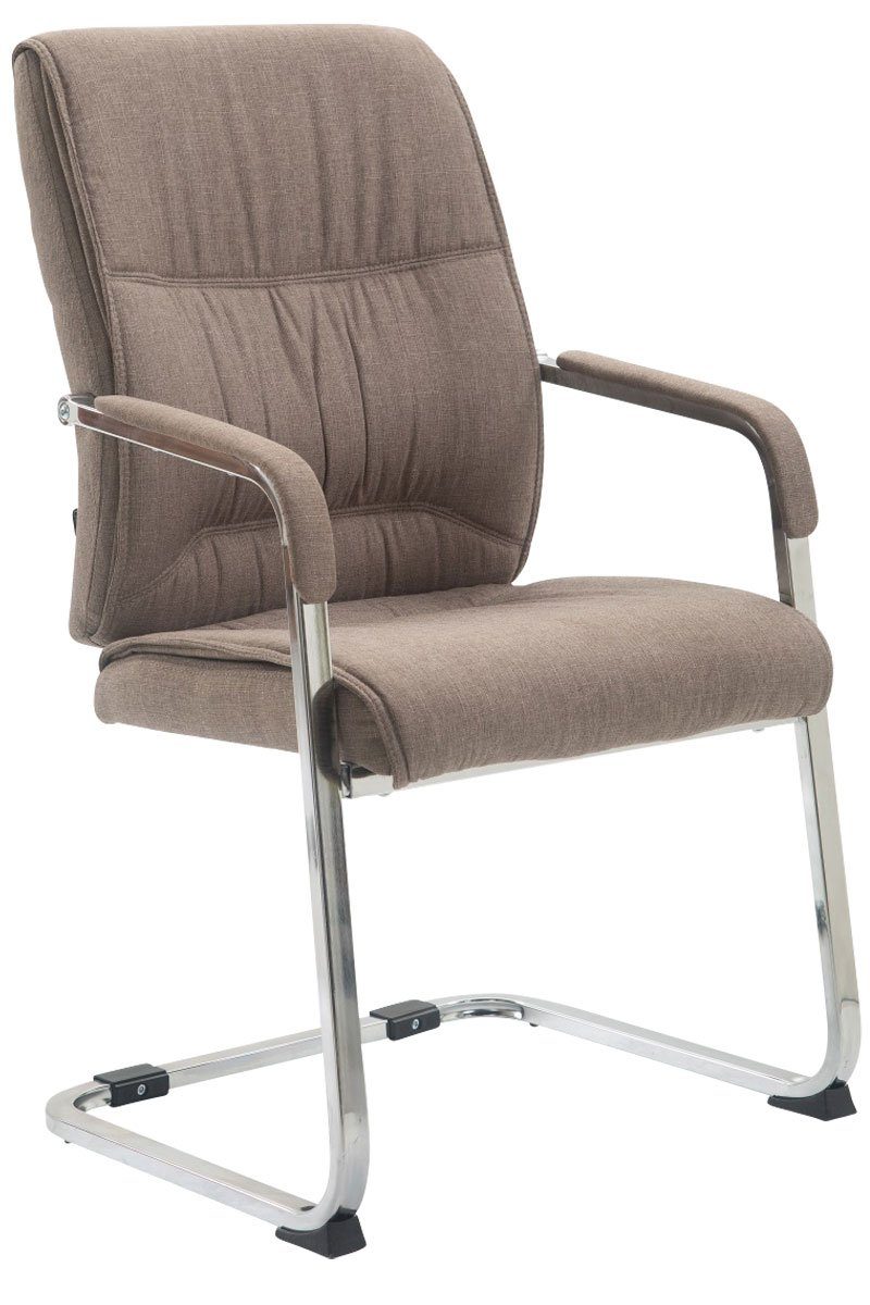 TPFLiving Besucherstuhl Anobo mit hochwertig gepolsterter Sitzfläche - Konferenzstuhl (Küchenstuhl - Esszimmerstuhl - Wohnzimmerstuhl), Gestell: Metall chrom - Sitzfläche: Stoff taupe