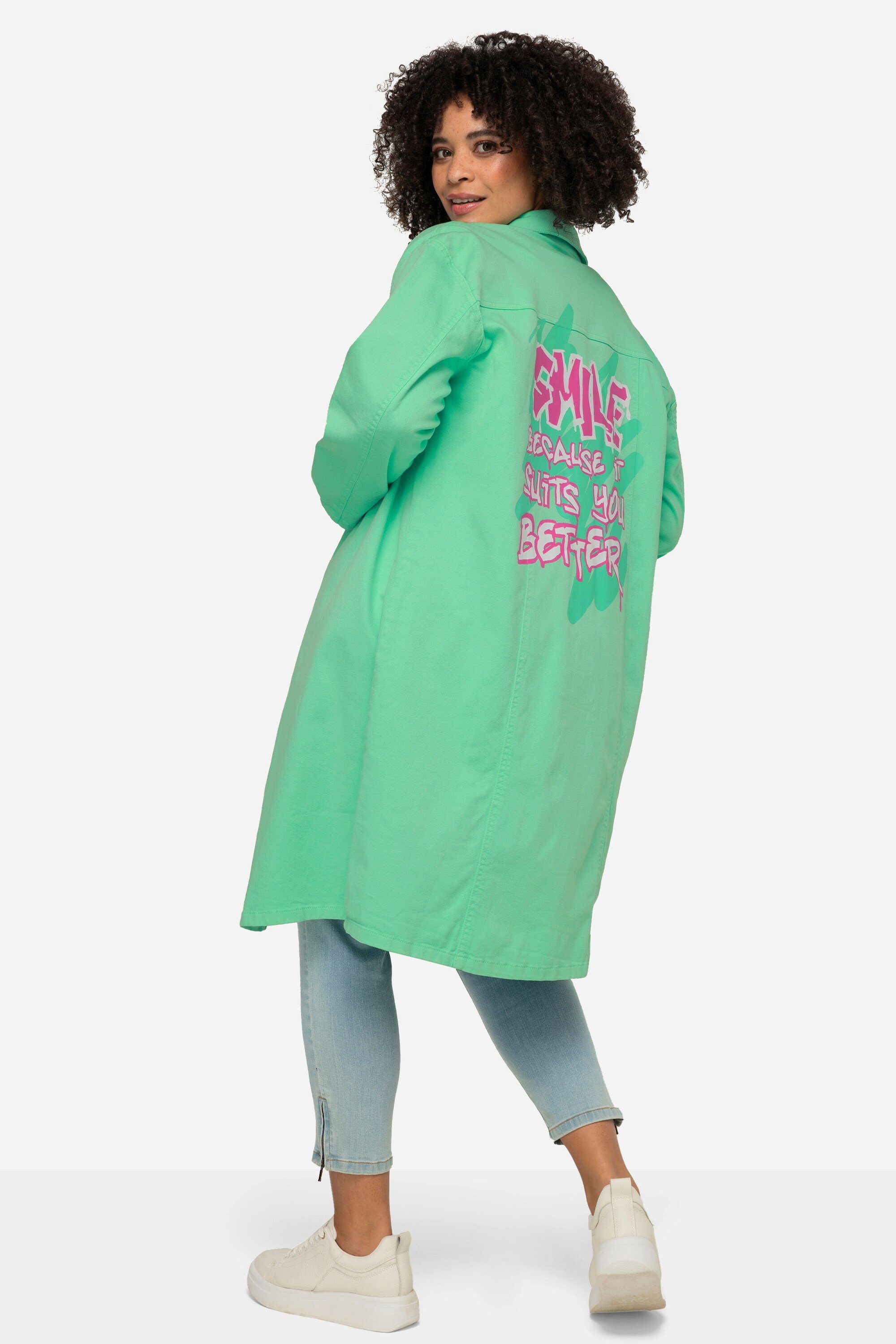 Angel of Style Sommerjacke Hemd Twill Hemdkragen Rückendruck Langarm