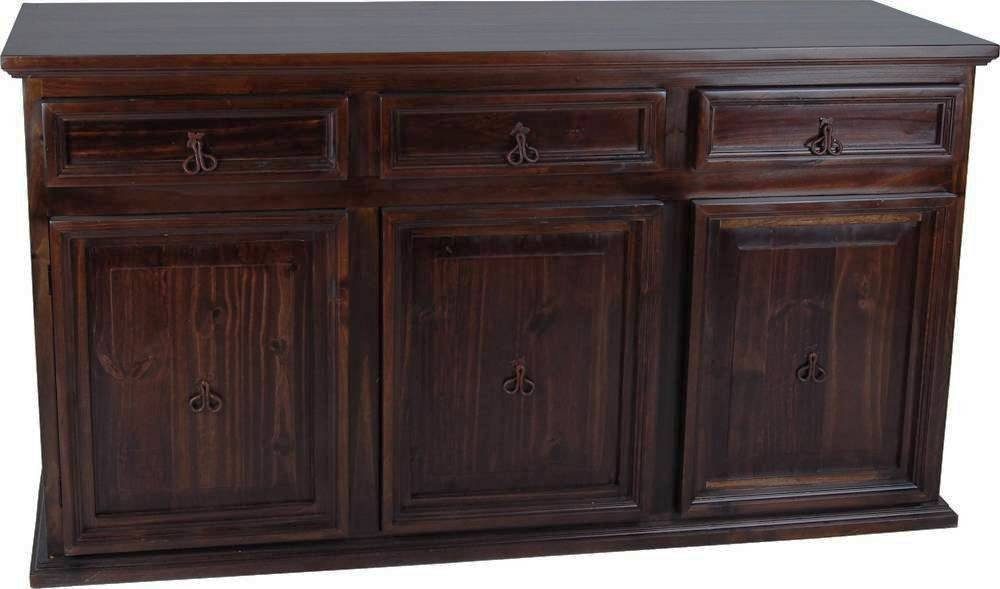 MiaMöbel Sideboard Mexico, aus massivem Pinienholz Dunkelbraun