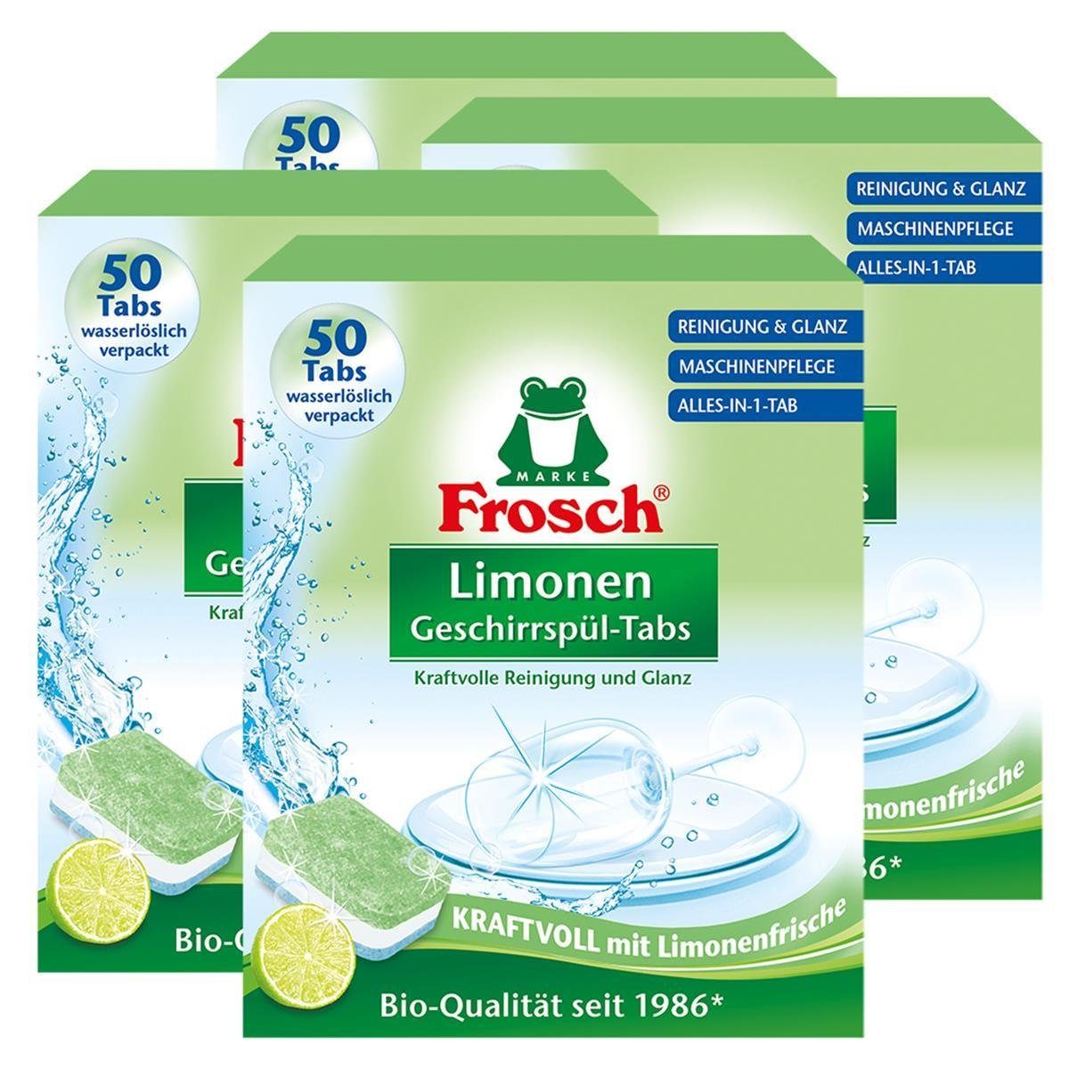 50 Frosch Limonen und Geschirrspülmittel (4er Pa FROSCH Geschirrspül-Tabs Glanz Reinigung Tabs -
