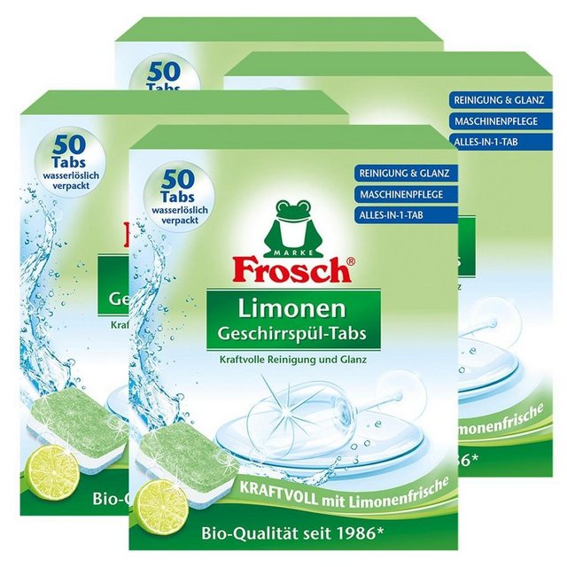 FROSCH Frosch Limonen Geschirrspül-Tabs 50 Tabs – Reinigung und Glanz (4er Pa Geschirrspülmittel