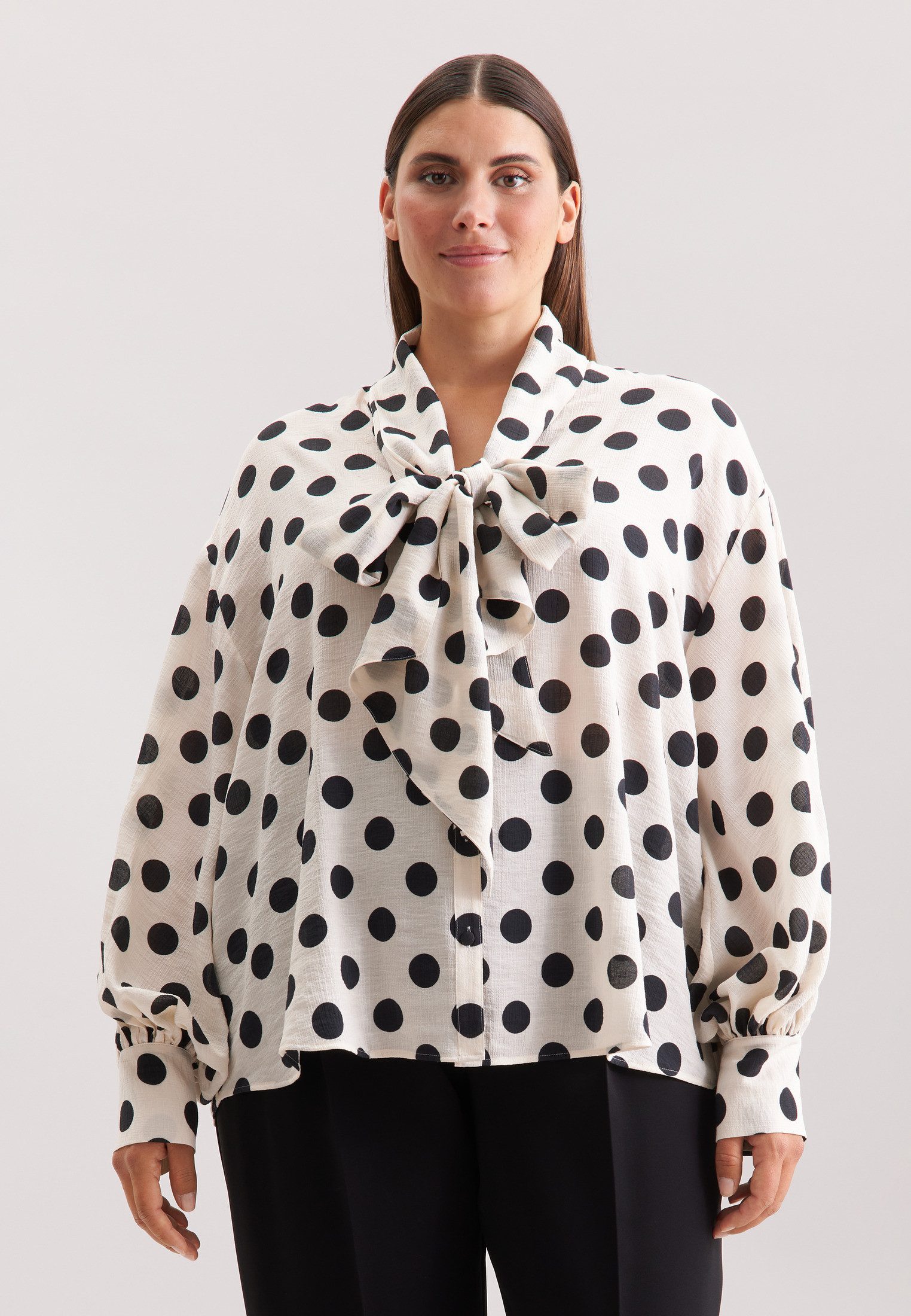 seidensticker Rüschenbluse Schwarze Rose 1/1 Binderkragen Druck