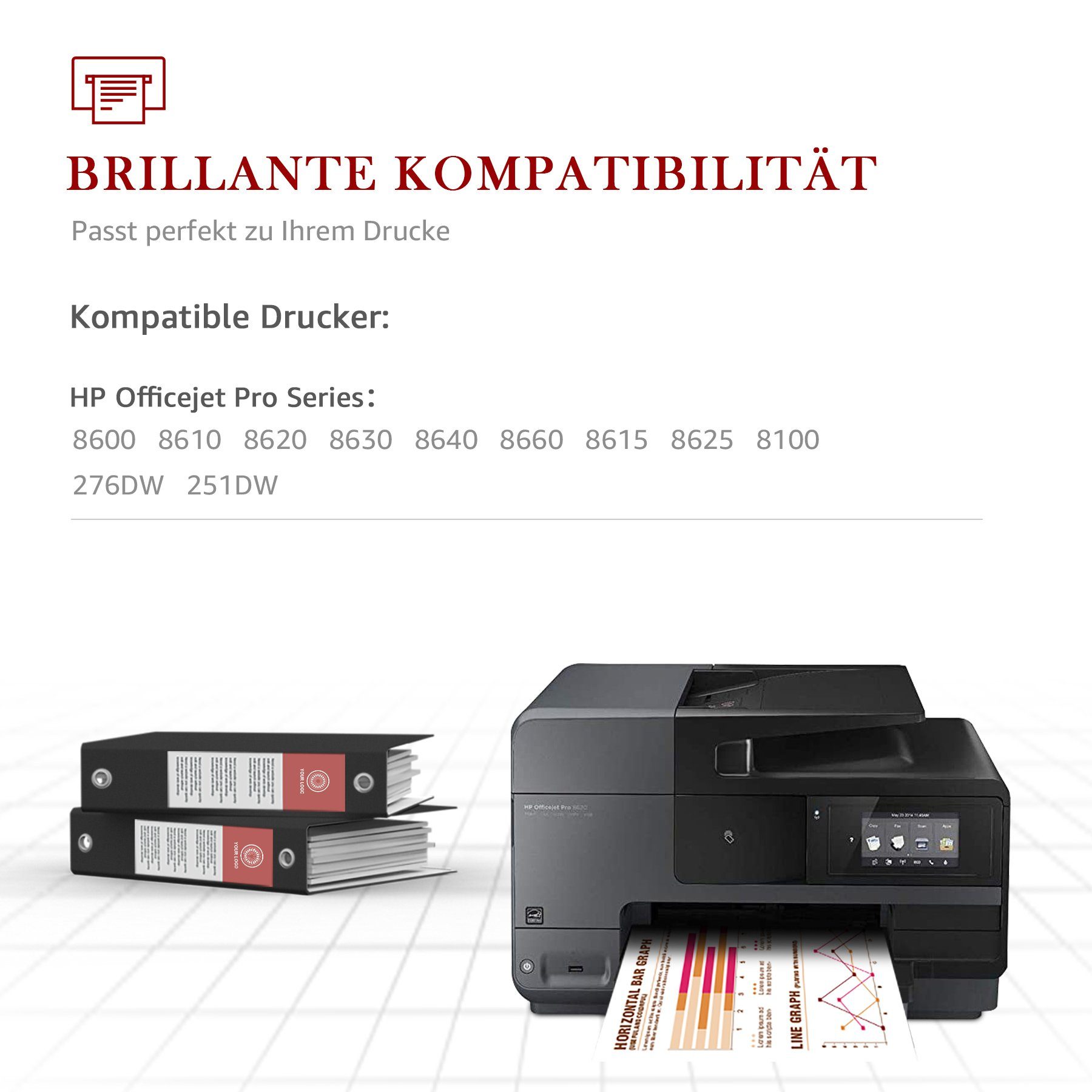 2 Tintenpatrone 251dw 8600 Gelb, Cyan, HP Schwarz, (8-tlg) 951XL Toner 950XL für Kingdom 2 2 Officejet Pro Magenta 8110 2