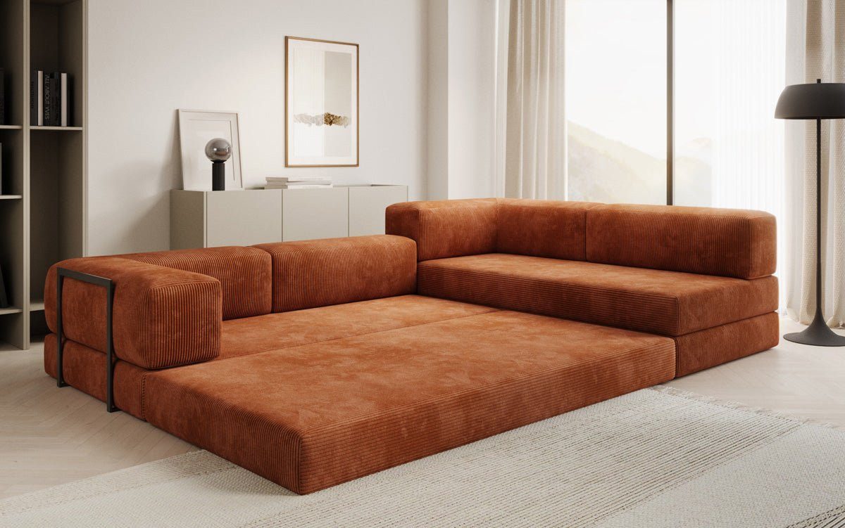 Luxusbetten24 Sofa Designer Sofa Lazy L, mit Aufklappfunktion und Cordbezug günstig online kaufen