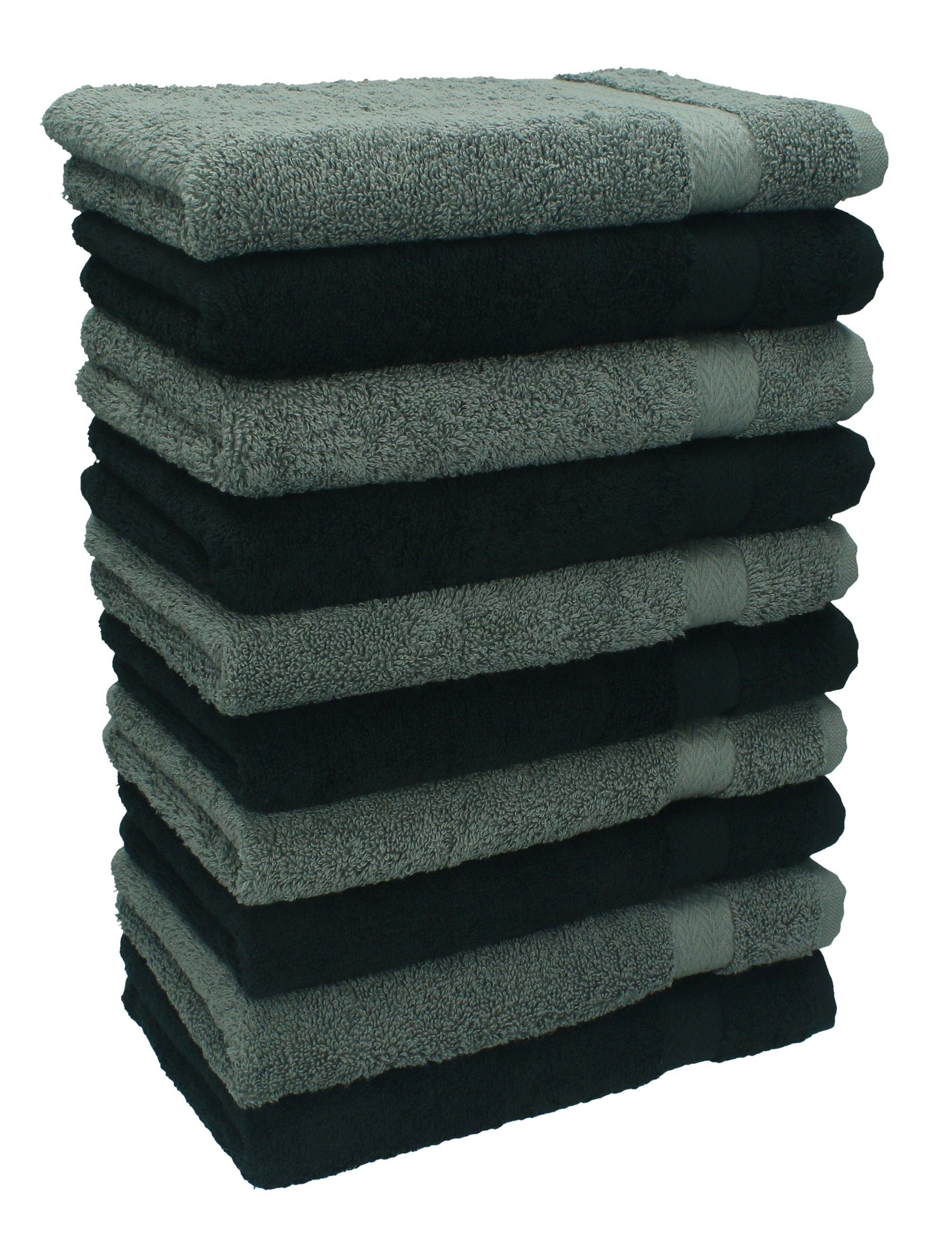 Betz Gästehandtücher 10 Stück Baumwolle 100% cm schwarz und Baumwolle 100% anthrazit, Gästehandtücher Farbe 30x50 Premium Gästetuch-Set