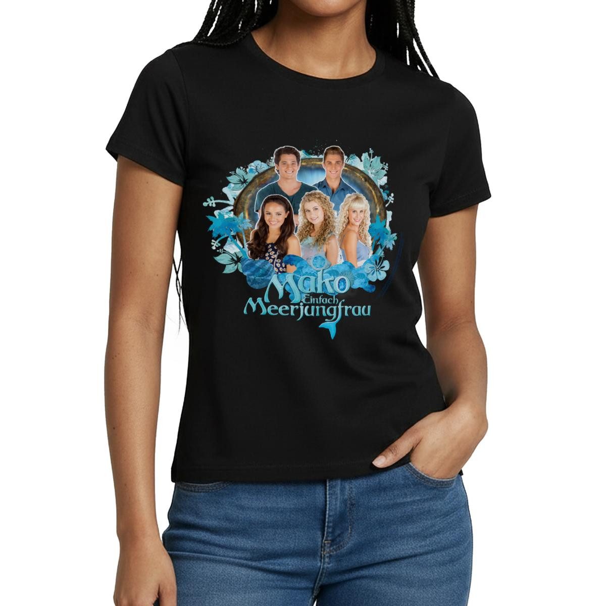 Spreadshirt T-Shirt Mako Einfach Meerjungfrau Gruppe Frauen T-Shirt (1-tlg)