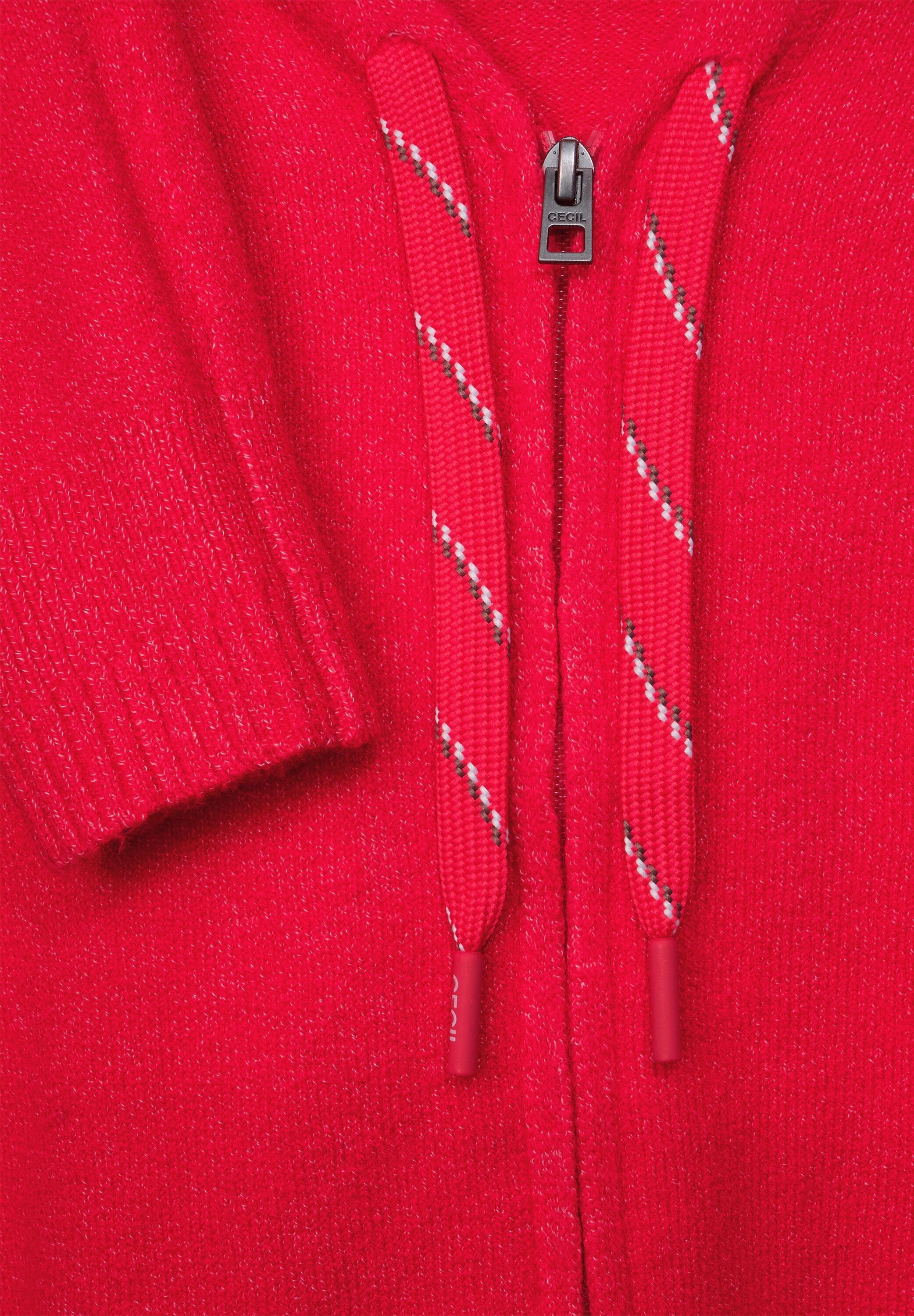 Cecil Cecil Kapuzenstrickjacke (1-tlg) Strickjacke Tunnelzugbändchen Red Cosy Strong in mit Zipper