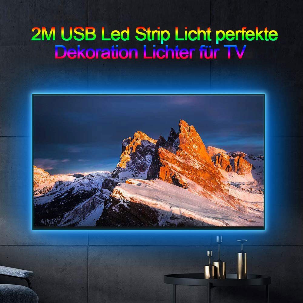 Musik 2/3/5M, IR-Fernbedienung USB, RGB, mit Stripe 60-flammig, Sunicol LED Sprachsteuerung,