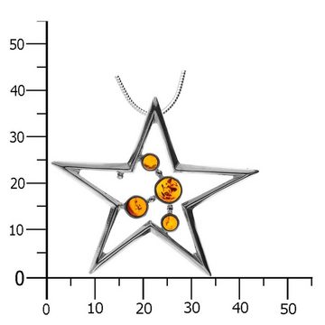 OSTSEE-SCHMUCK Kette mit Anhänger - Stern - Silber 925/000 - Bernstein (2-tlg)