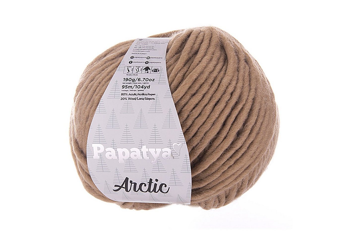 Thumbnail - maDDma 2 x 190g Papatya Arctic Winter-Garn Häkelwolle, 95 m, 101 beige