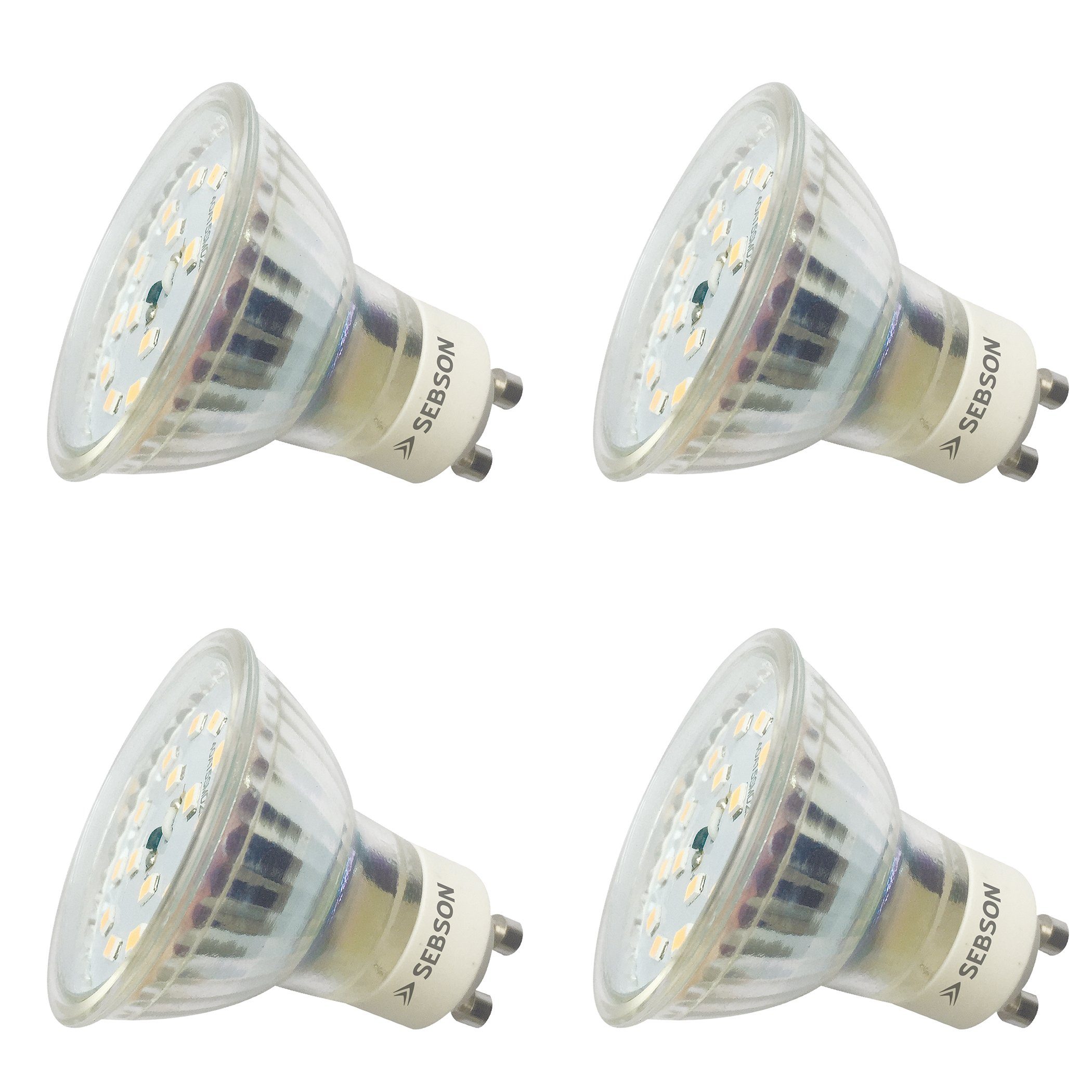 SEBSON LED-Leuchtmittel GU10 LED Lampe 5W dimmbar 350lm 3000K 230V Leuchtmittel - 4er Pack, GU10, 4 St., Warmweiß, Einbaustrahler 230V; Dimmbar