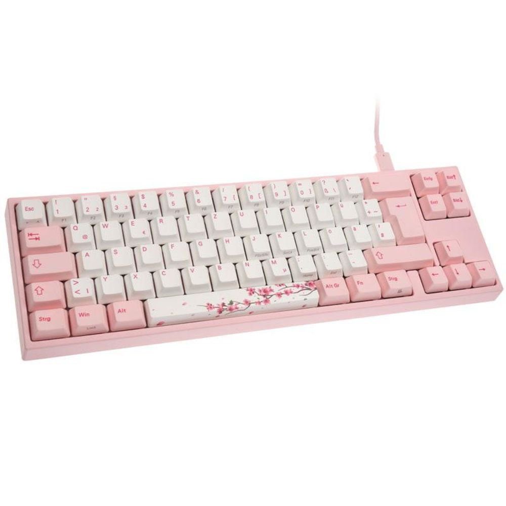 Ducky MIYA Pro Sakura Edition TKL Gaming Tastatur MX-Red Pink-LED Weiß Pink  DE-Layout Gaming-Tastatur