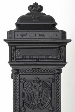 Casa Padrino Standbriefkasten Jugendstil Standbriefkasten Schwarz 50 x 43 x H. 120 cm - Säulenbriefkasten im englischen Stil - Antik Stil Briefkasten - Nostalgischer Postkasten