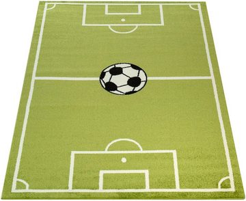 Kinderteppich ECE Fussball 953, Paco Home, rechteckig, Höhe: 14 mm, Kurzflor, Spiel-Teppich, Motiv Fußballfeld, Kinderzimmer