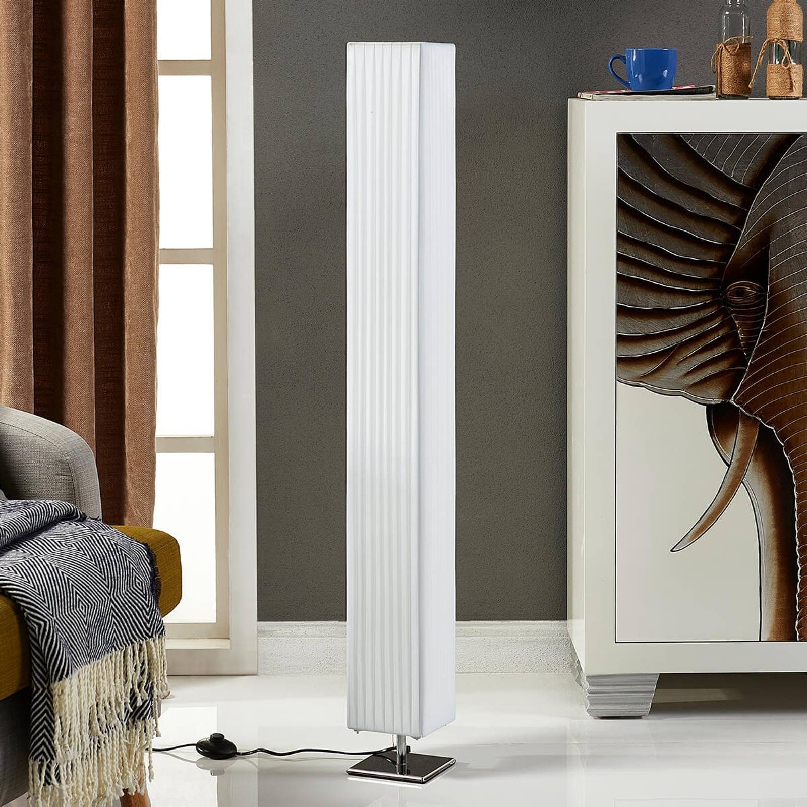 Lindby Stehlampe Janno, Weiß IP20, 2 x 60 W