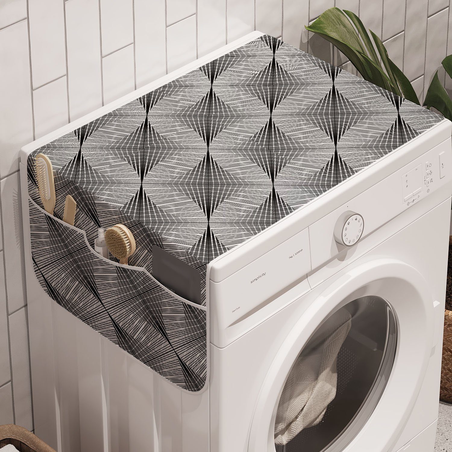 Abakuhaus Badorganizer Anti-Rutsch-Stoffabdeckung für Waschmaschine und Trockner, Abstrakt Diagonal Streifen Konzept
